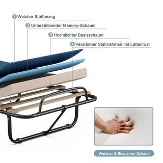 Northix Letto pieghevole con materasso Letto ospiti portatile e arrotolabile 190 x 80 x 33 cm Blu made in Italy Origine: Italia  
