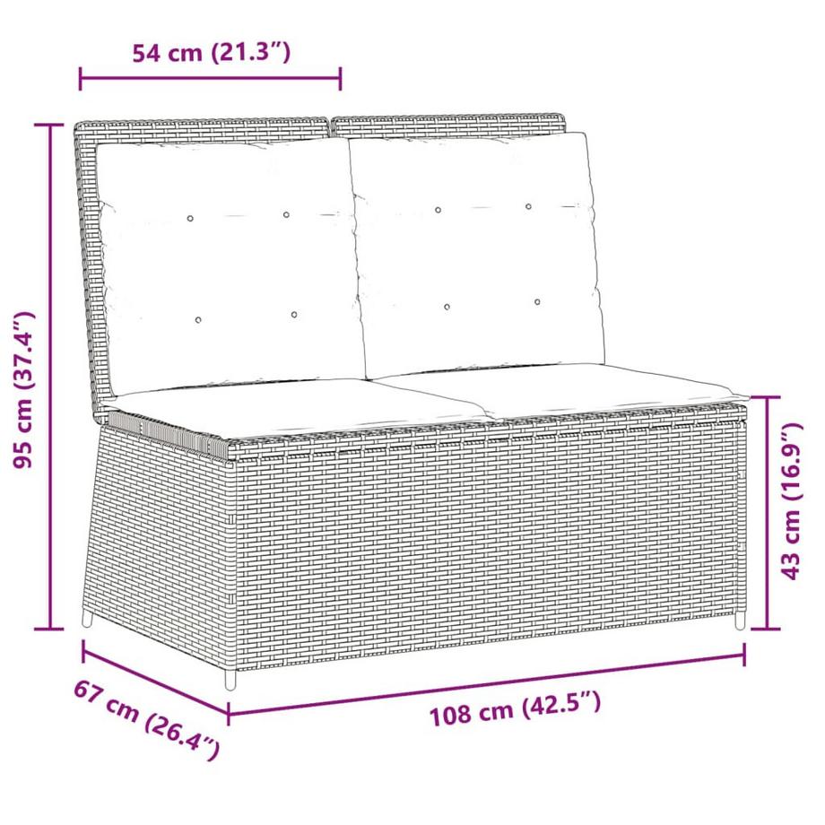 VidaXL Verstellbare gartenbank poly-rattan  