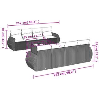 VidaXL Ensemble de canapés de jardin rotin synthétique  