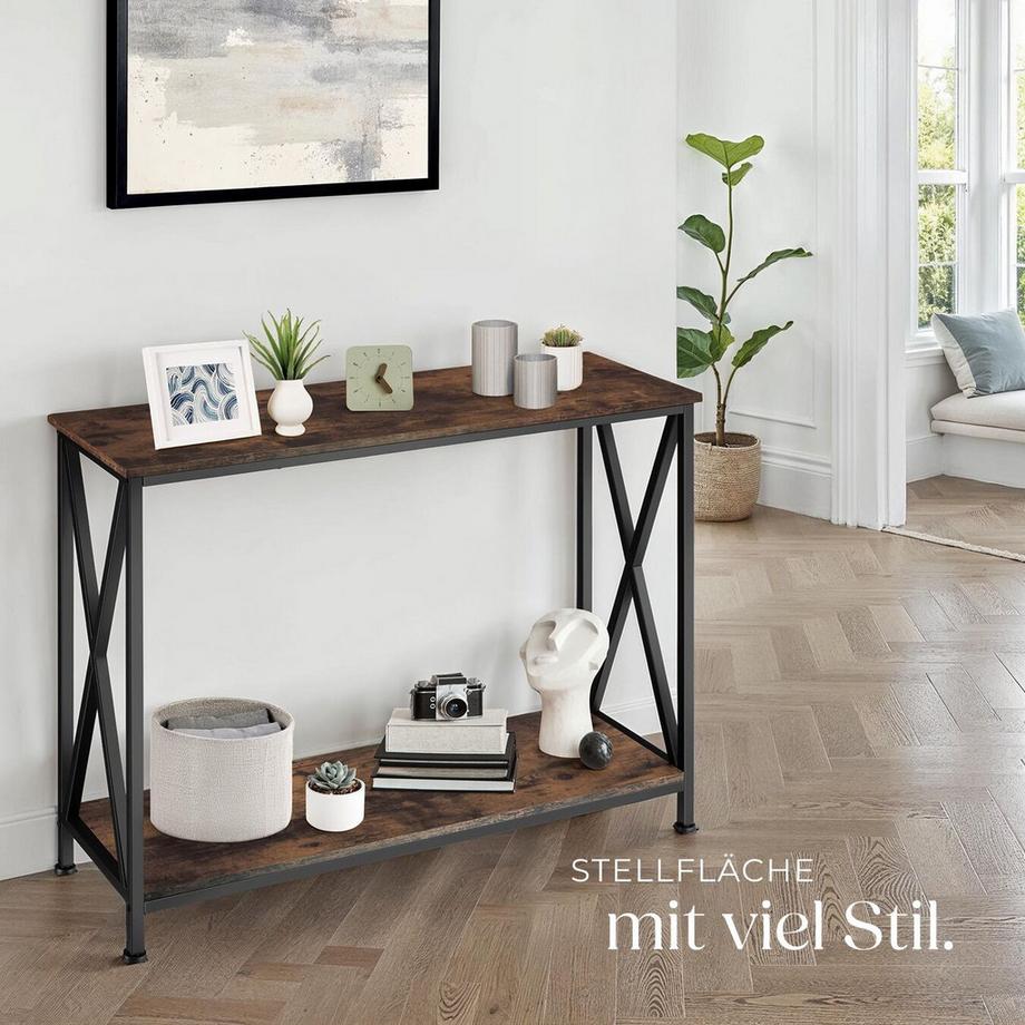 Tectake Konsolentisch Tacoma Industrial Style Holz und Stahl  