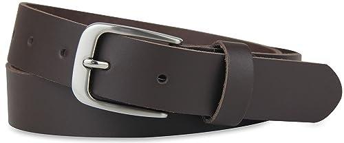 Only-bags.store  Ceinture en cuir, ceinture, 3 cm de large, marron foncé, 125-140 cm 