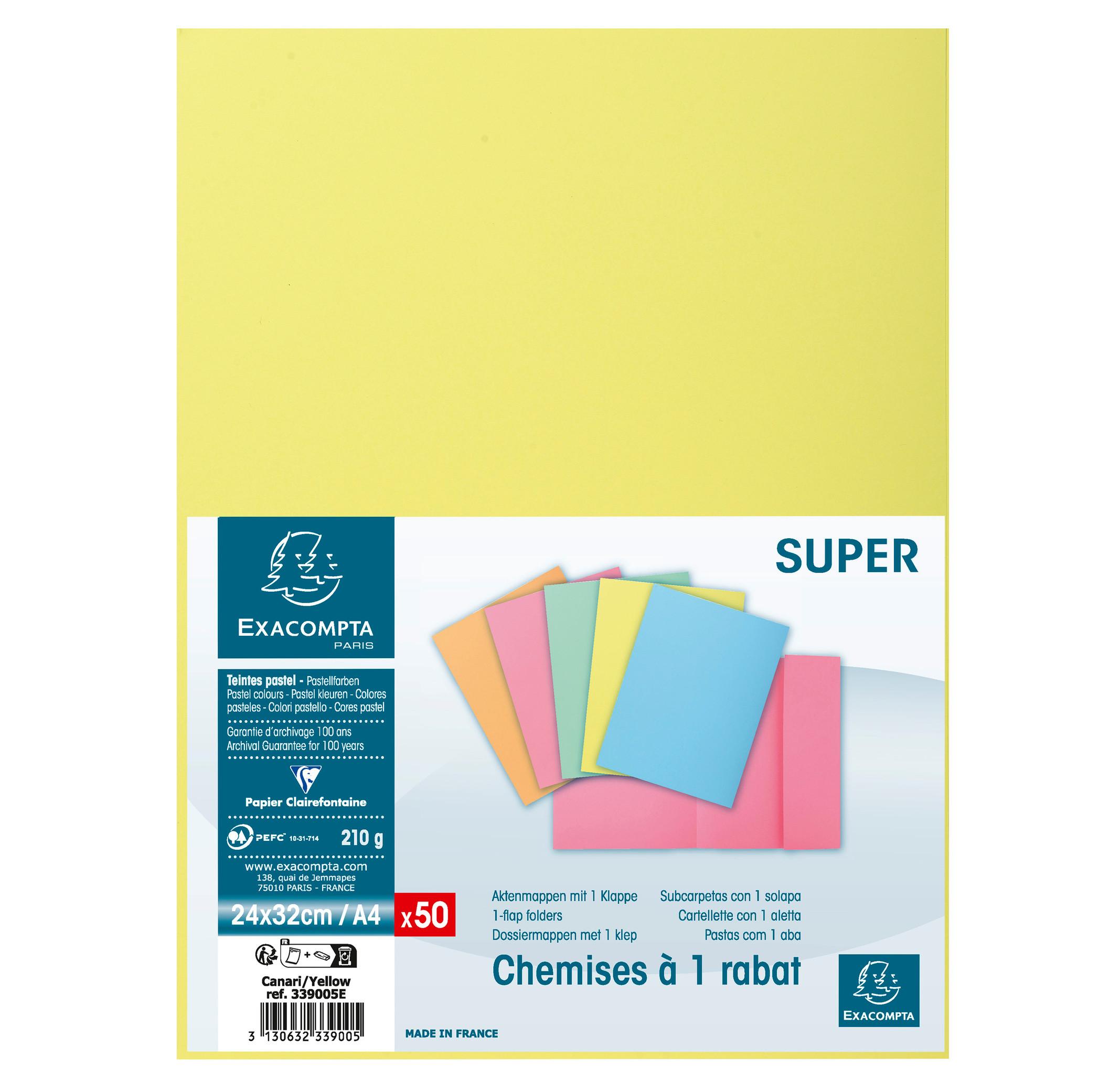 Exacompta Confezione da 50 cartelle 1 aletta SUPER 210 - 24x32cm - x 5  