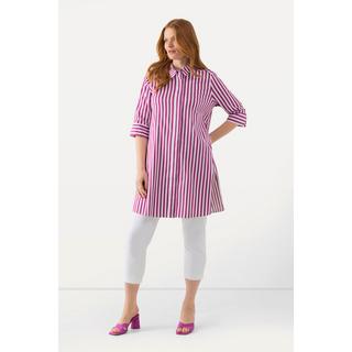 Ulla Popken  Blusa a righe dal taglio lungo e svasato con colletto da camicia e maniche a 3/4 