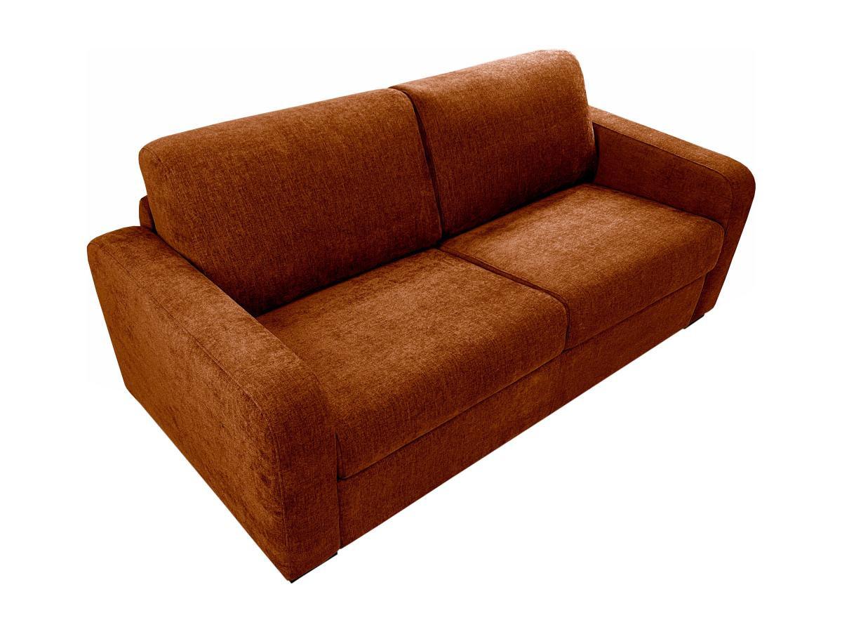 Vente-unique Canapé 3 places convertible express en tissu chiné terracotta - Couchage 140 cm - Matelas 14 cm - BEVIS  