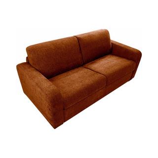 Vente-unique Divano letto 3 posti a ribalta in Tessuto chiné Terracotta Posto letto 140 cm Materasso 14 cm  - BEVIS  