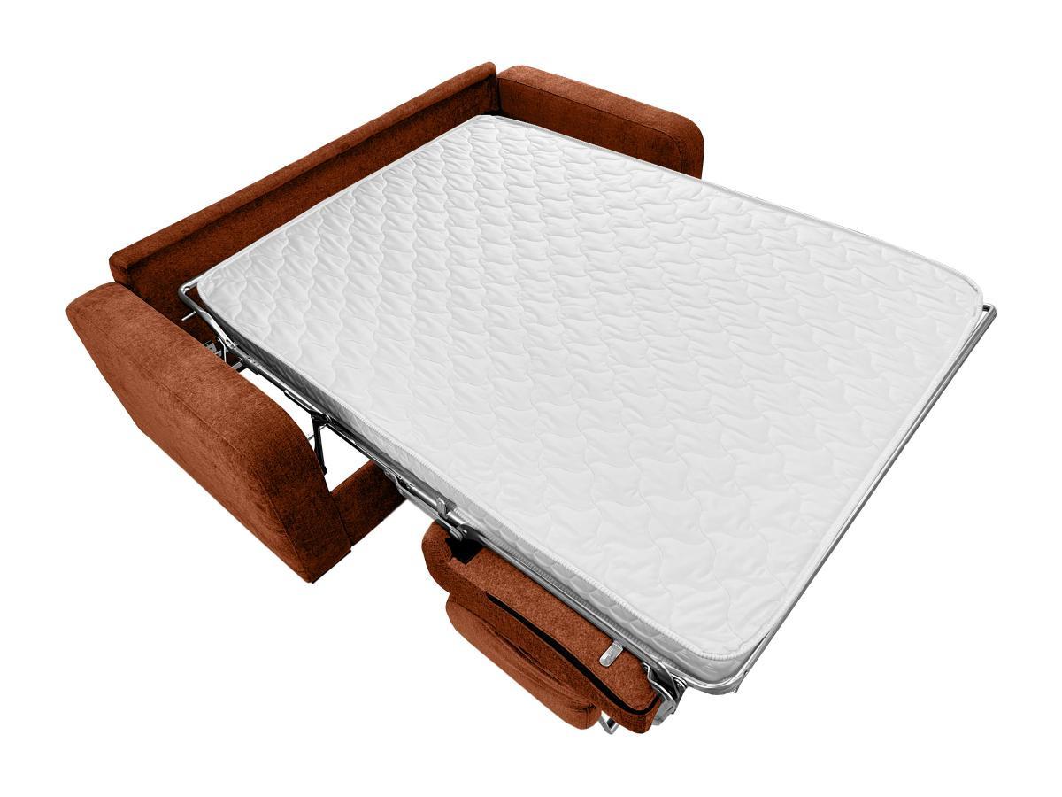 Vente-unique Canapé 3 places convertible express en tissu chiné terracotta - Couchage 140 cm - Matelas 14 cm - BEVIS  