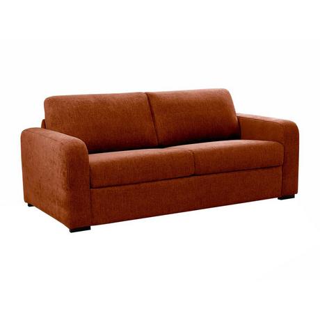 Vente-unique Divano letto 3 posti a ribalta in Tessuto chiné Terracotta Posto letto 140 cm Materasso 14 cm  - BEVIS  