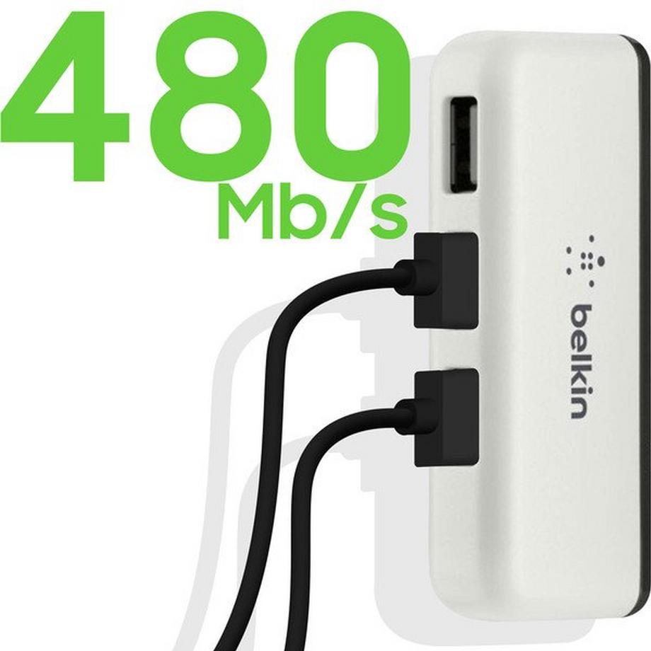 belkin  Hub de poche Belkin 4x USB 2.0, blanc 