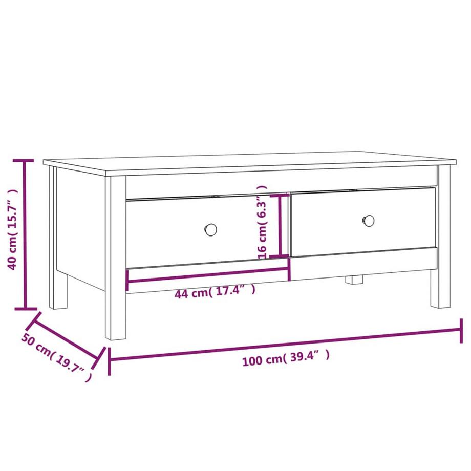 VidaXL Table basse bois de pin  