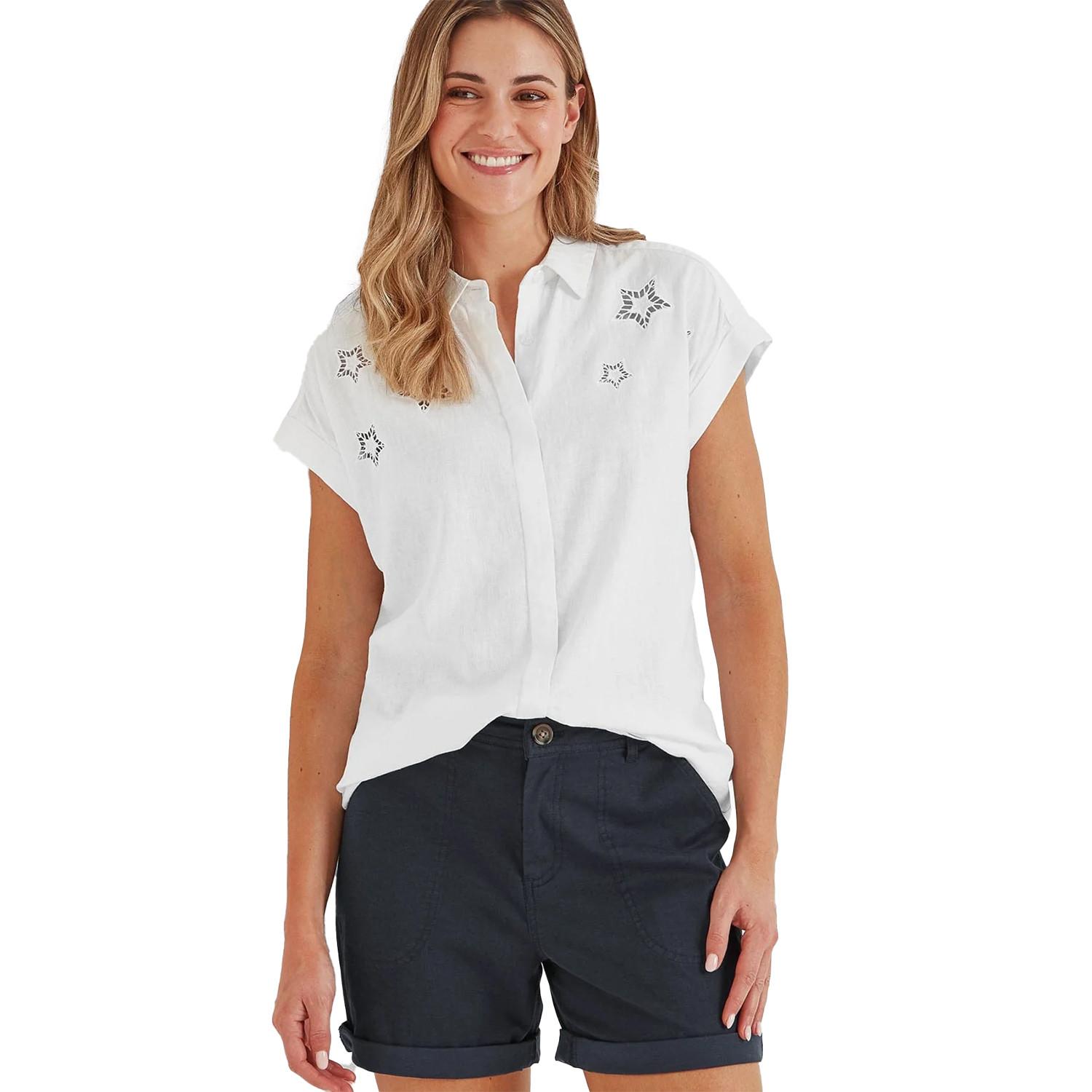 Tog24 Scarlett Camicia a Maniche Corte Button Down con Motivo a Stella  