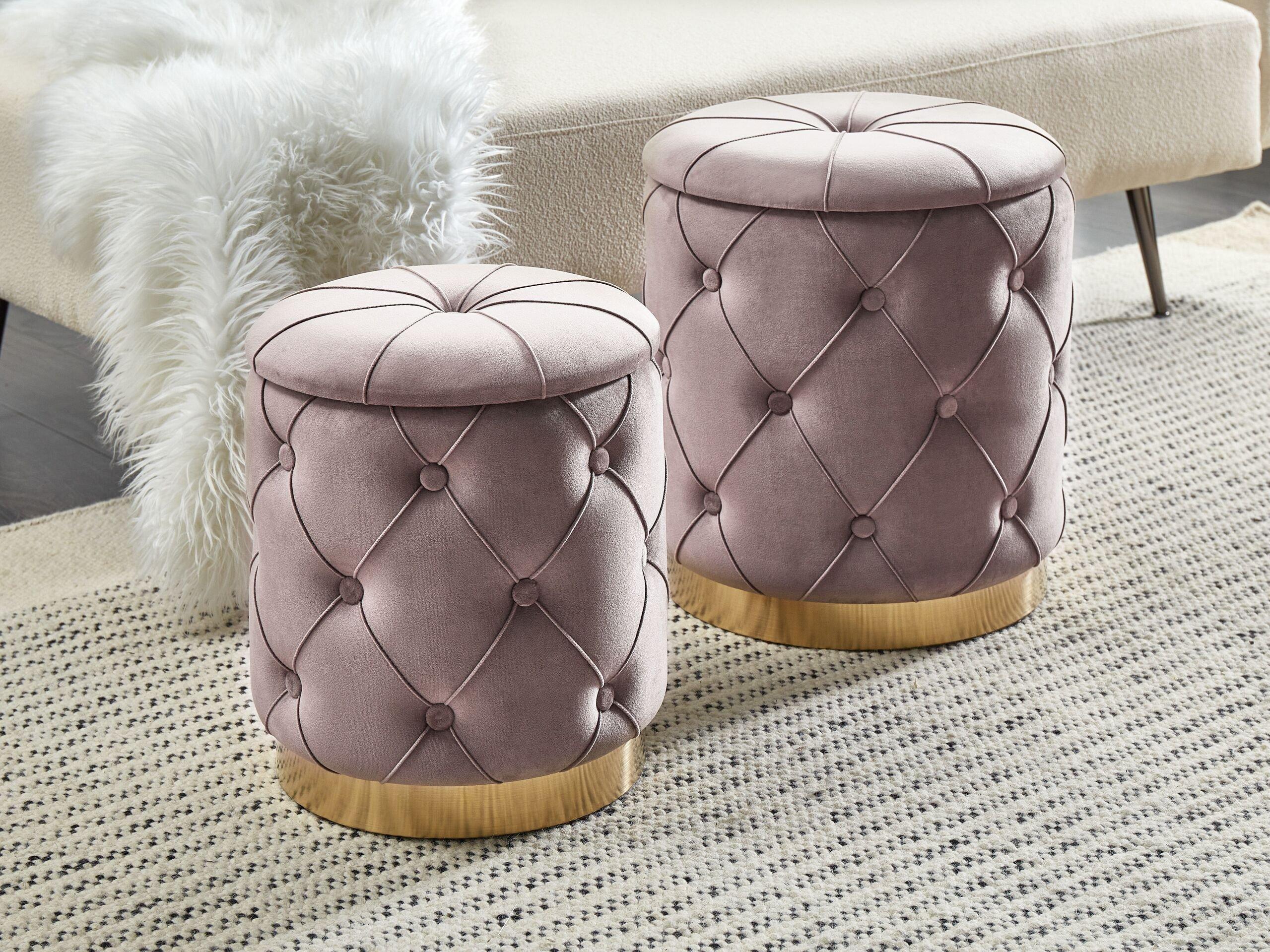 Beliani Lot de 2 poufs avec rangement en Velours Rétro PUEBLO  