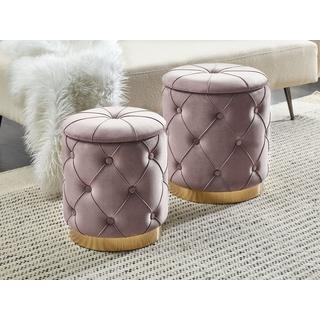 Beliani Lot de 2 poufs avec rangement en Velours Rétro PUEBLO  