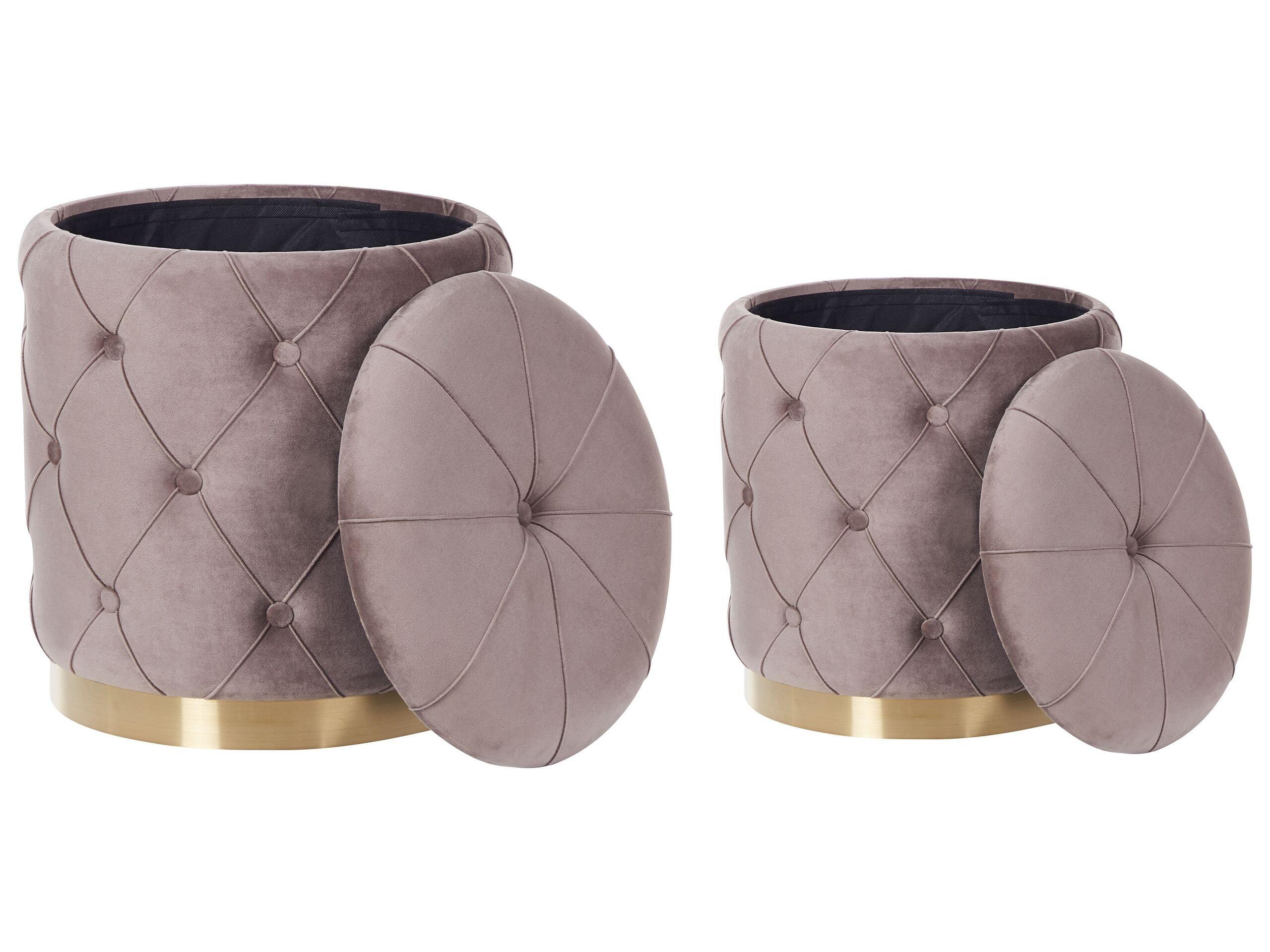 Beliani Pouf mit Stauraum 2er Set aus Samtstoff Retro PUEBLO  