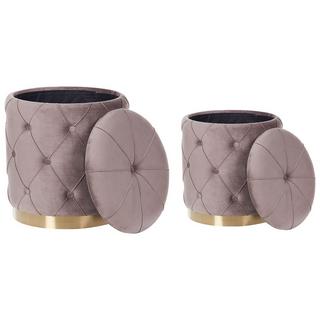 Beliani Lot de 2 poufs avec rangement en Velours Rétro PUEBLO  