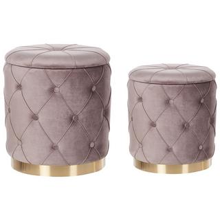 Beliani Lot de 2 poufs avec rangement en Velours Rétro PUEBLO  