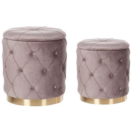 Beliani Pouf mit Stauraum 2er Set aus Samtstoff Retro PUEBLO  