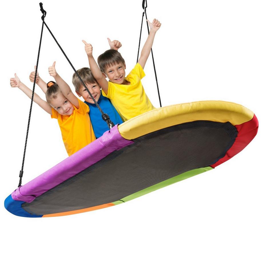 Northix Balançoire nid ovale avec corde réglable en hauteur de 100 à 180 cm pour l'intérieur et l'extérieur 150 x 80 cm colorée  