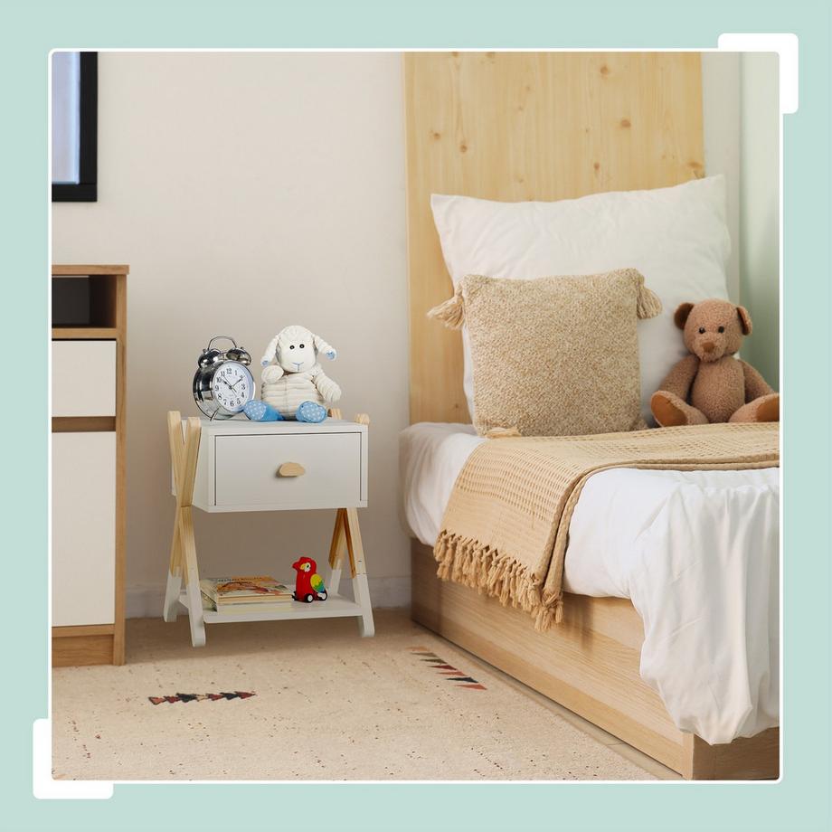 Northix Comodino per bambini con cassetto  