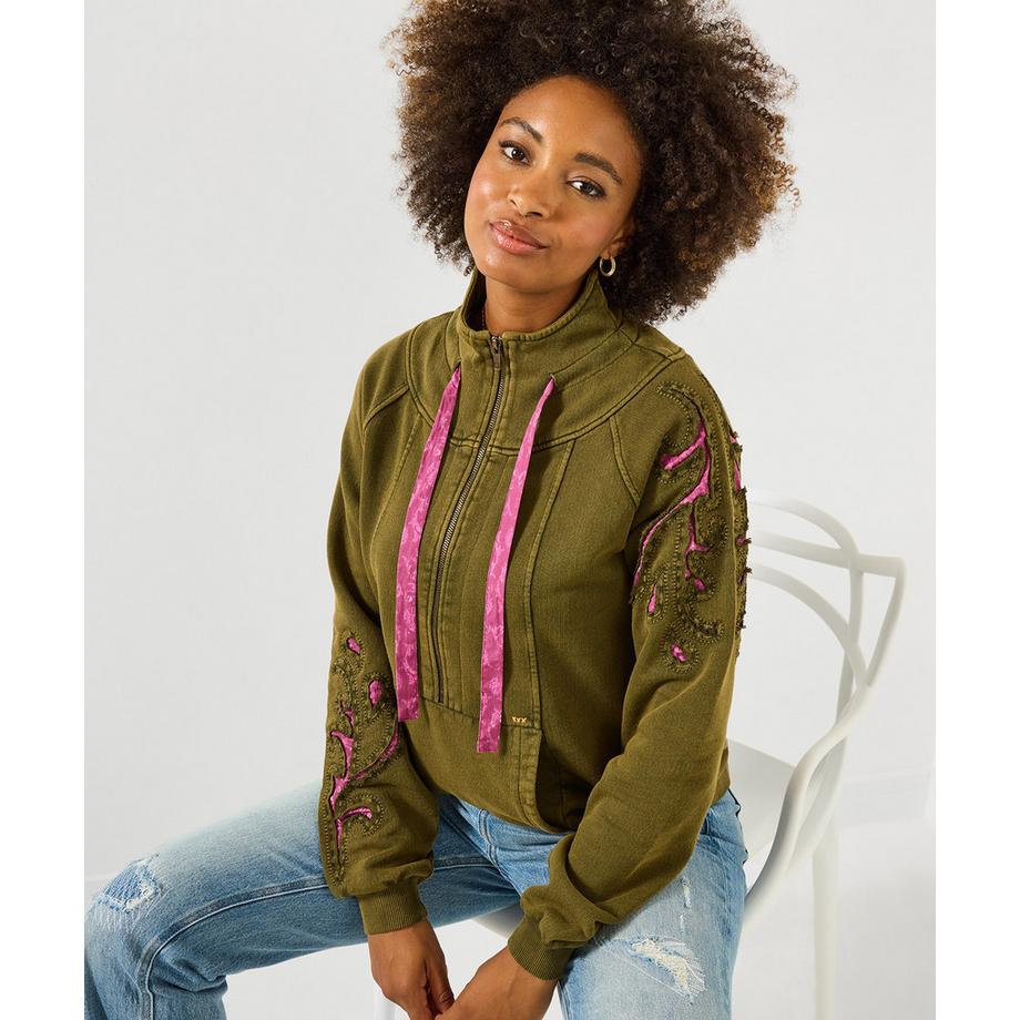 Strickpullover mit Reißverschluss und Stehkragen