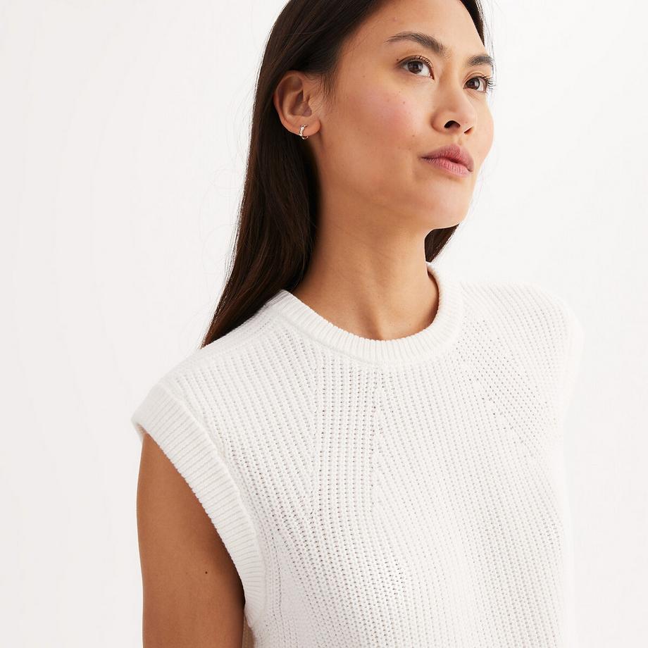 La Redoute Collections Ärmelloser Rundhals Rippstrickpullover  