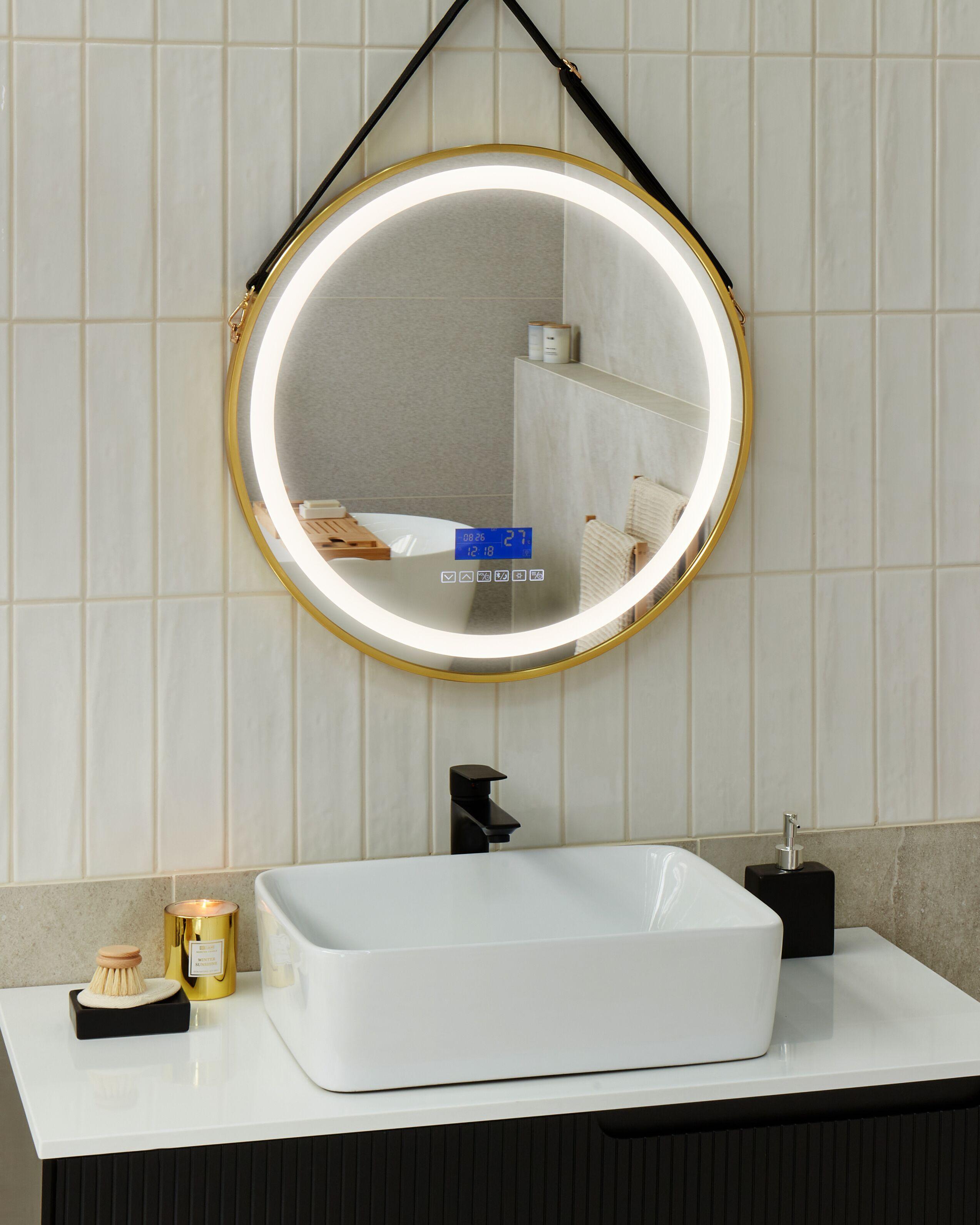 Beliani Miroir de salle de bain LED en Matière synthétique Industriel DAROIS  