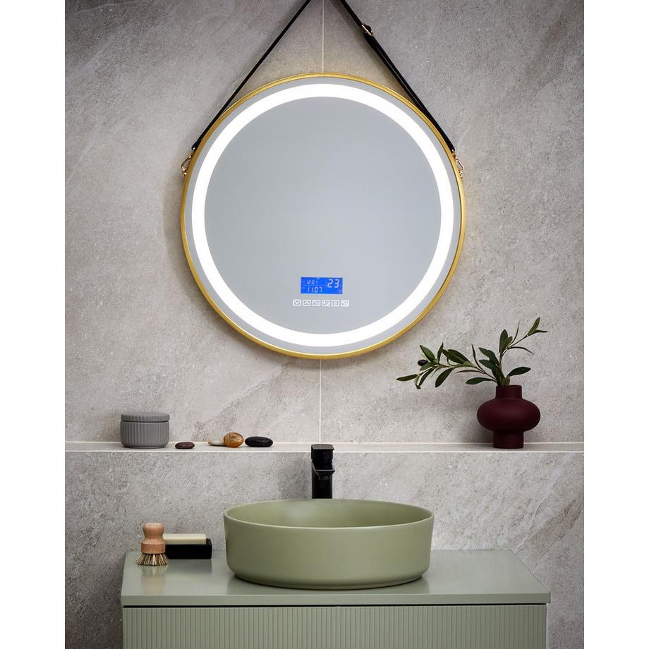 Beliani Specchio da bagno con luce LED en Materiale sintetico Industriale DAROIS  