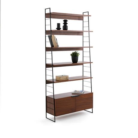 La Redoute Intérieurs Metallregal aus Stahl und Walnussfurnier H220 cm  
