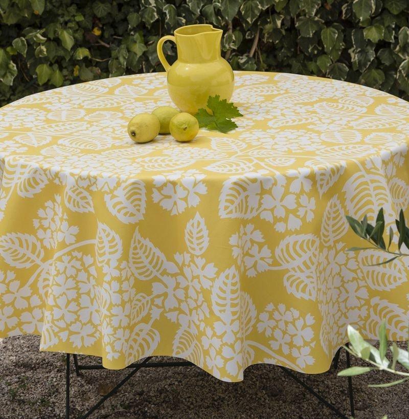 Fleur de Soleil Nappe enduite ronde ou ovale Hortensia  