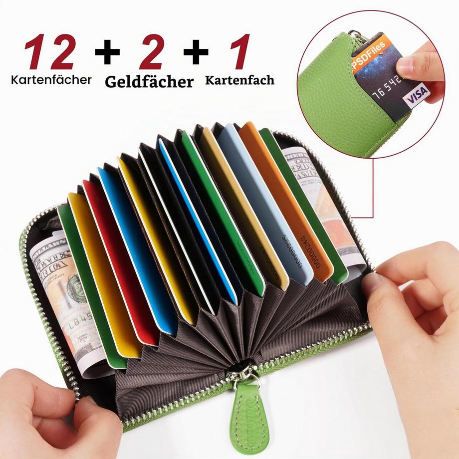 Only-bags.store Schutzhülle 14 Fächer Kartenetui Reißverschlussetui Geldbörse  