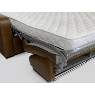 Vente-unique Canapé 3 places convertible express en cuir de buffle vintage caramel matelas 18 cm BEVIS  