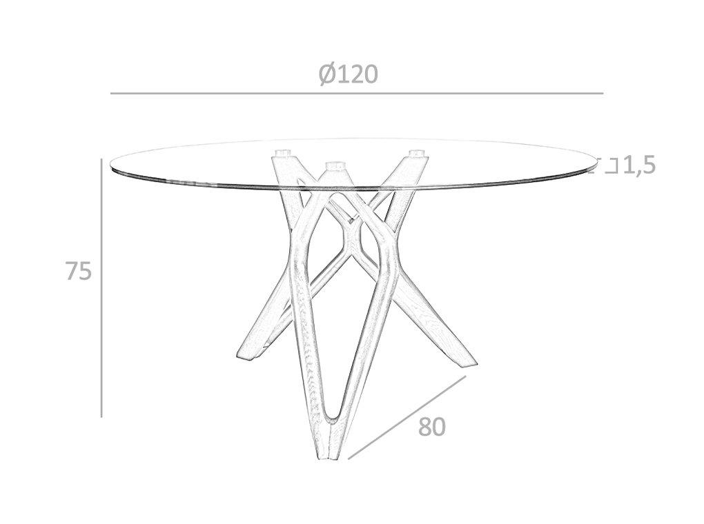 ANGEL CERDA Table à manger ronde en verre et bois  