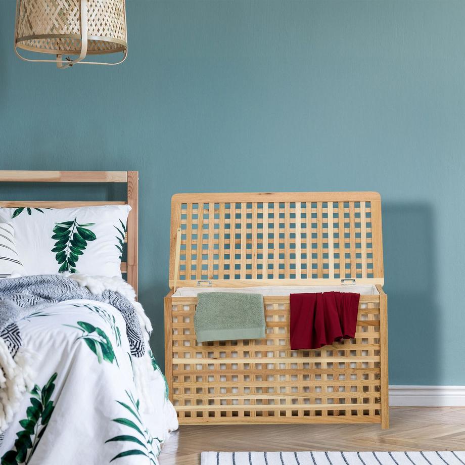 Northix Panier à linge en noyer avec sac  