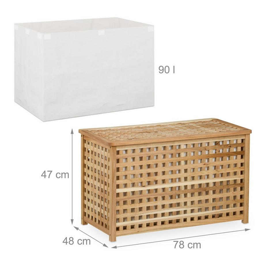 Northix Panier à linge en noyer avec sac  