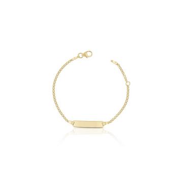 Bébé Bracelet Stäbchenpanzer Gelbgold 750, 16cm Gravurplatte 1.8cm