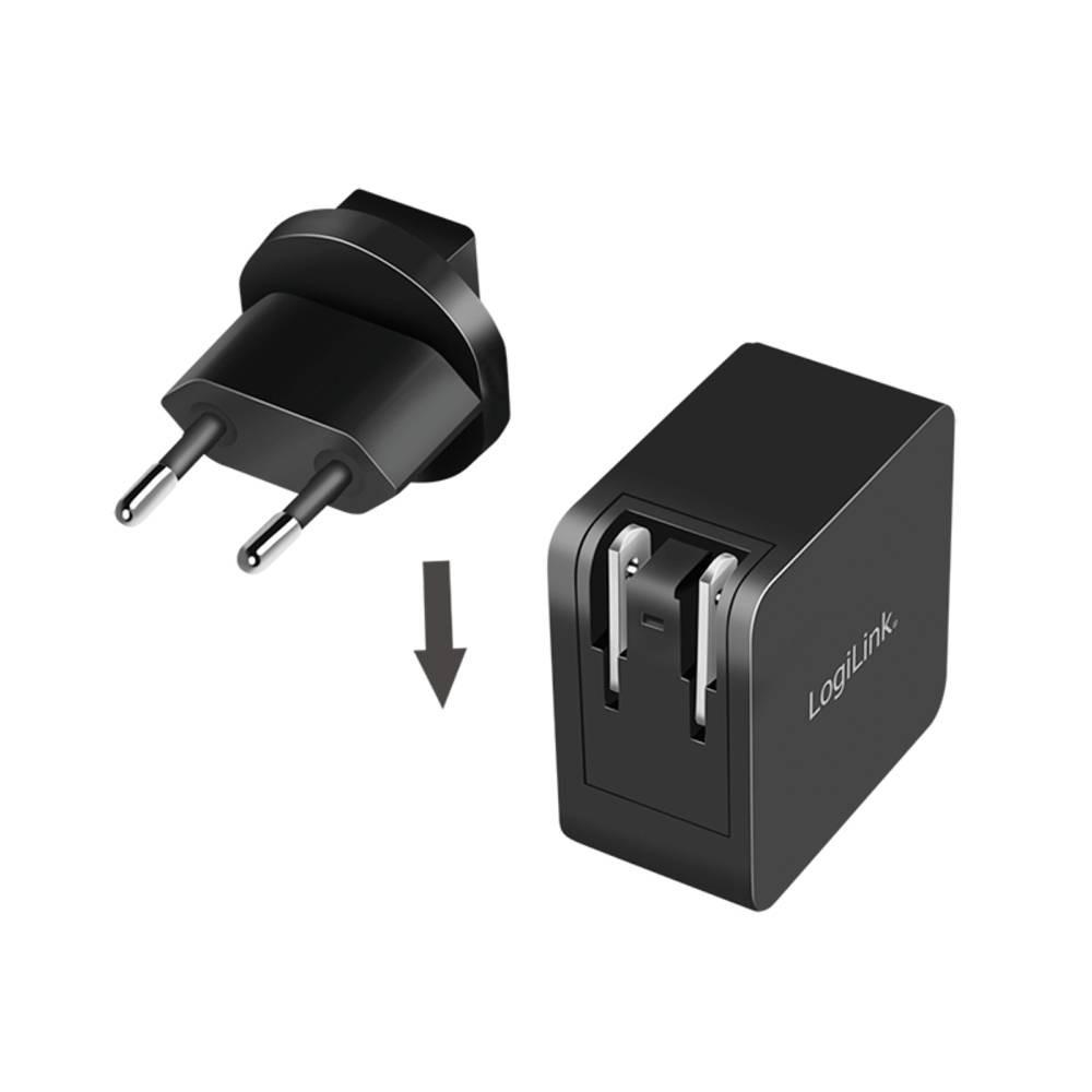 LogiLink  USB-Steckdosenreiseadapter, 1x USB-C, GaN-Technologie, 65 W 