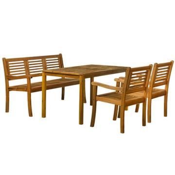 Dinette da giardino acacia naturale 135x80 (4 pezzi)