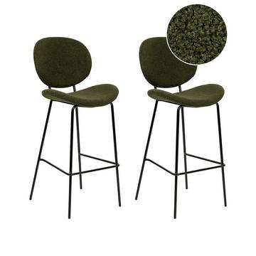 Lot de 2 chaises de bar en Bouclé Traditionnel LUANA