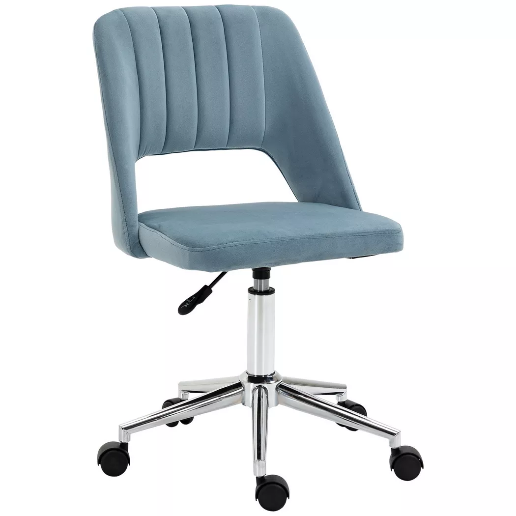 Northio – Bürostuhl Drehstuhl Schreibtischstuhl Höhenverstellbar 360° Drehbar Jakobsmuschel Design Schaumstoff Samt Polyester, 49 x 54 cm