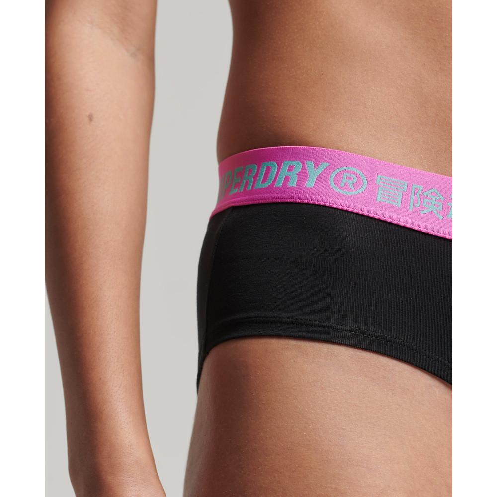 Superdry  culotte taille basse en coton bio offset logo 