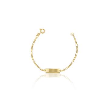 ID-Bracelet figaro or jaune 585, 1,8mm, 14cm