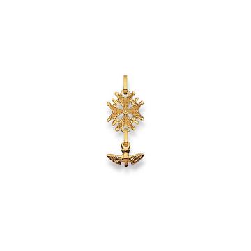 Pendentif croix huguenote en or jaune 750, 25x10mm