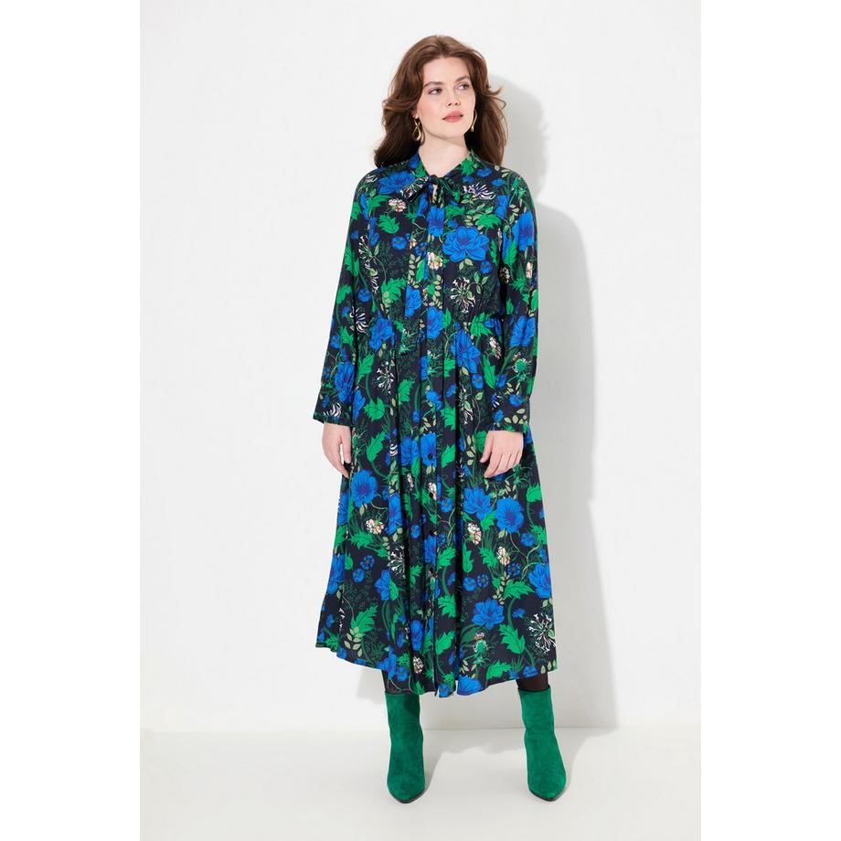 Ulla Popken Maxi Abito A-line Maniche Lunghe con Fiocco  