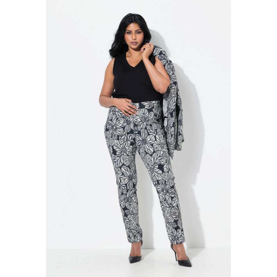 Ulla Popken Pantalon Sammy Jacquard Jambe Étroite Taille Élastique  