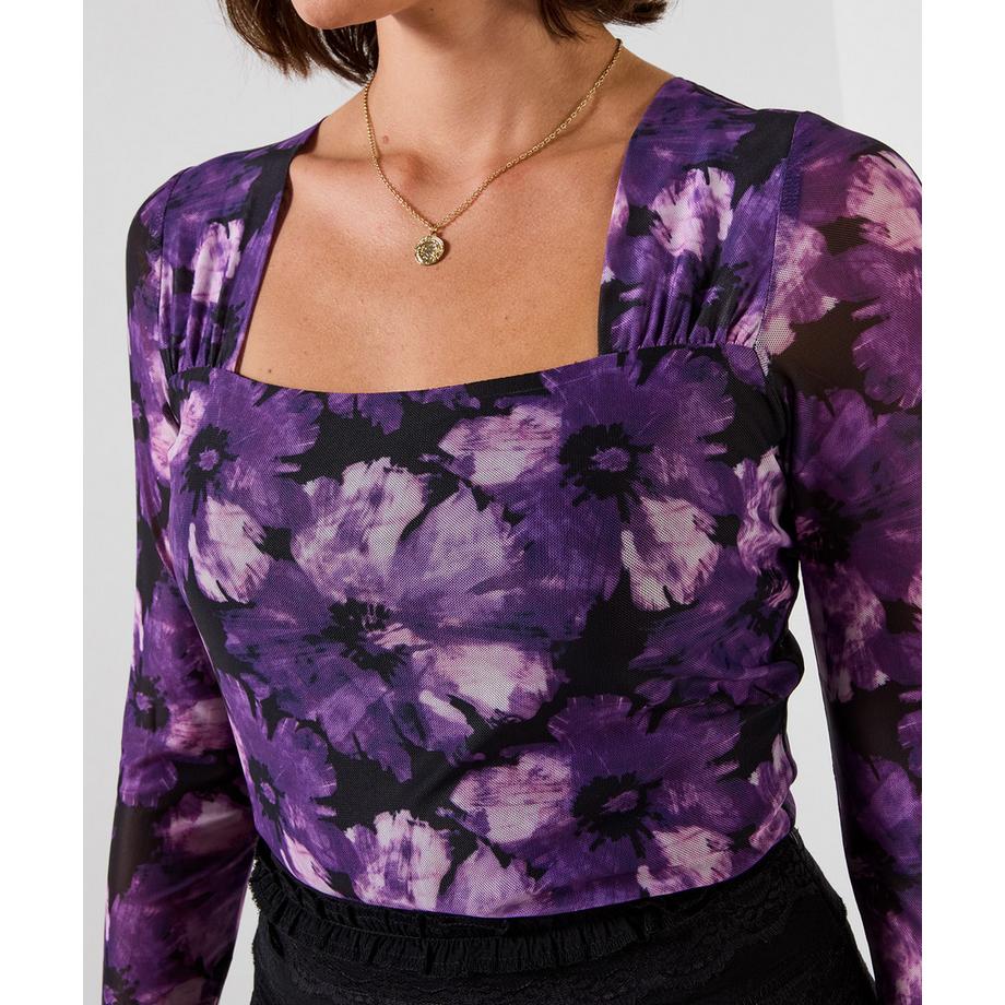 Joe Browns Jenna bedrucktes Mesh-Henley mit eckigem Ausschnitt  