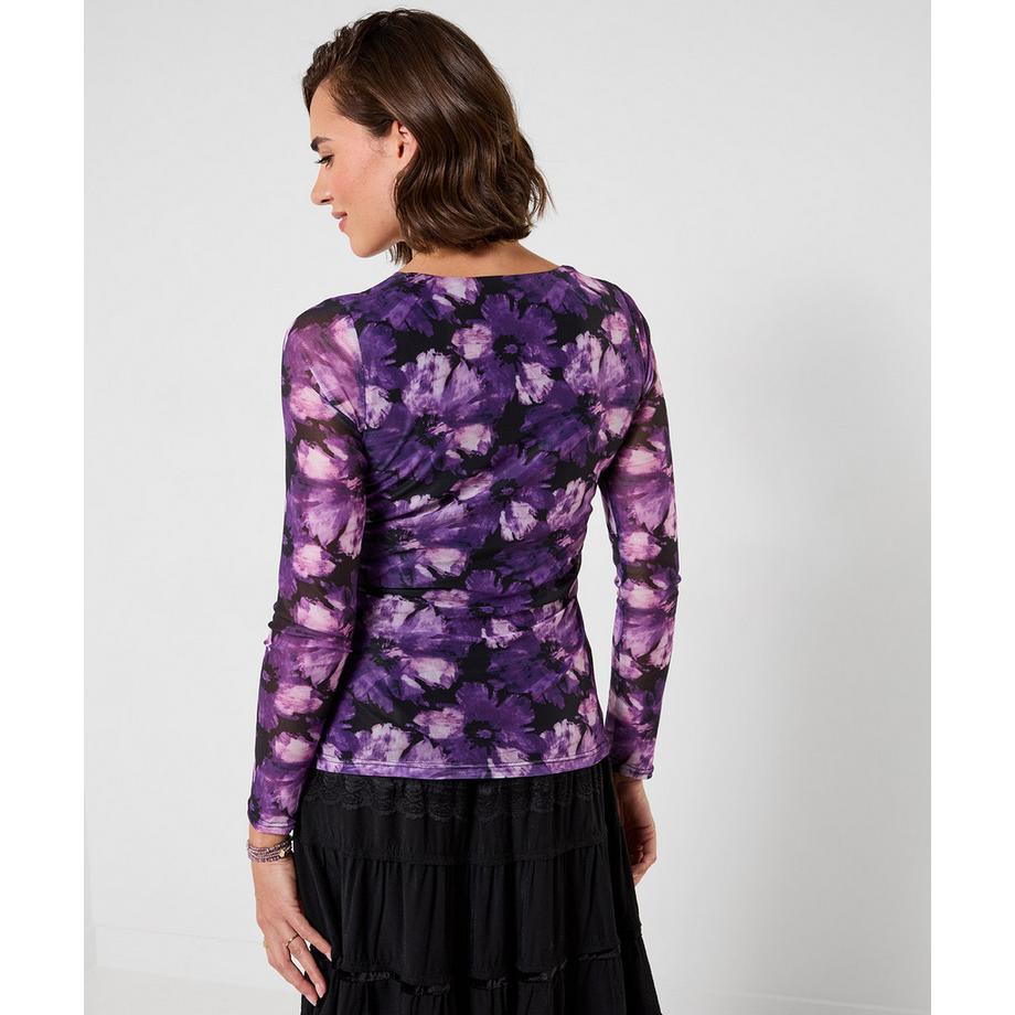 Joe Browns Jenna bedrucktes Mesh-Henley mit eckigem Ausschnitt  
