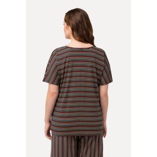 Ulla Popken Maglia pigiama a righe scollo a V mezze maniche  