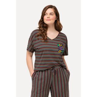 Ulla Popken Maglia pigiama a righe scollo a V mezze maniche  