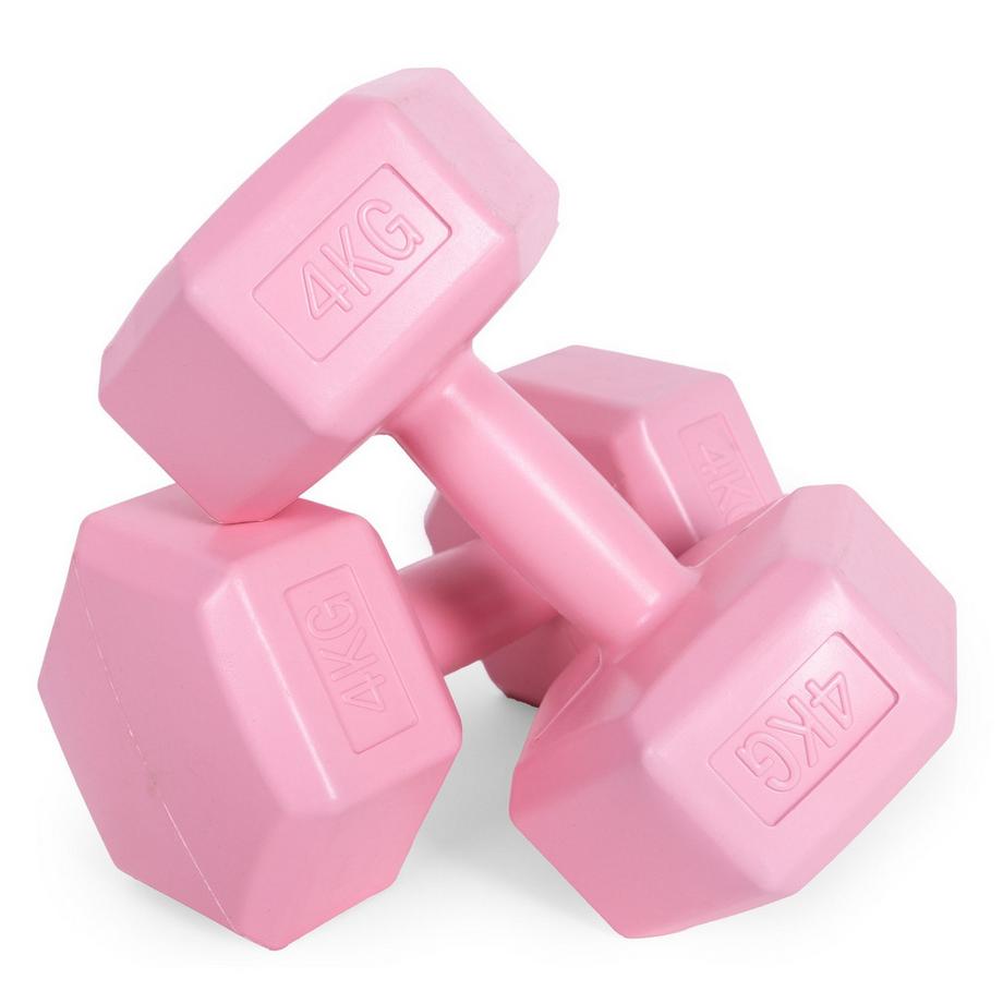 Northio  Jeu d'haltères hexagonaux 2x4 kg, poids d'exercice, charge de fitness, rose, ModernHome 