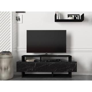 Vente-unique Set TV con scomparti Nero e effetto marmo Nero - IBARIA  