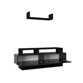 Vente-unique TV-Möbel-Set mit Stauraum - Schwarz &e Marmor-Optik - IBARIA  